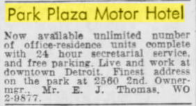 Park Plaza Motor Hotel - 1958 Ad (newer photo)